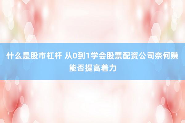 什么是股市杠杆 从0到1学会股票配资公司奈何赚能否提高着力